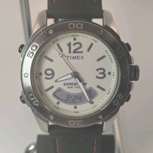 Vintage Timex Expedition IDIGLO DUAL‎ Time 38mm Mens Analog-Digital Quartz Watch
